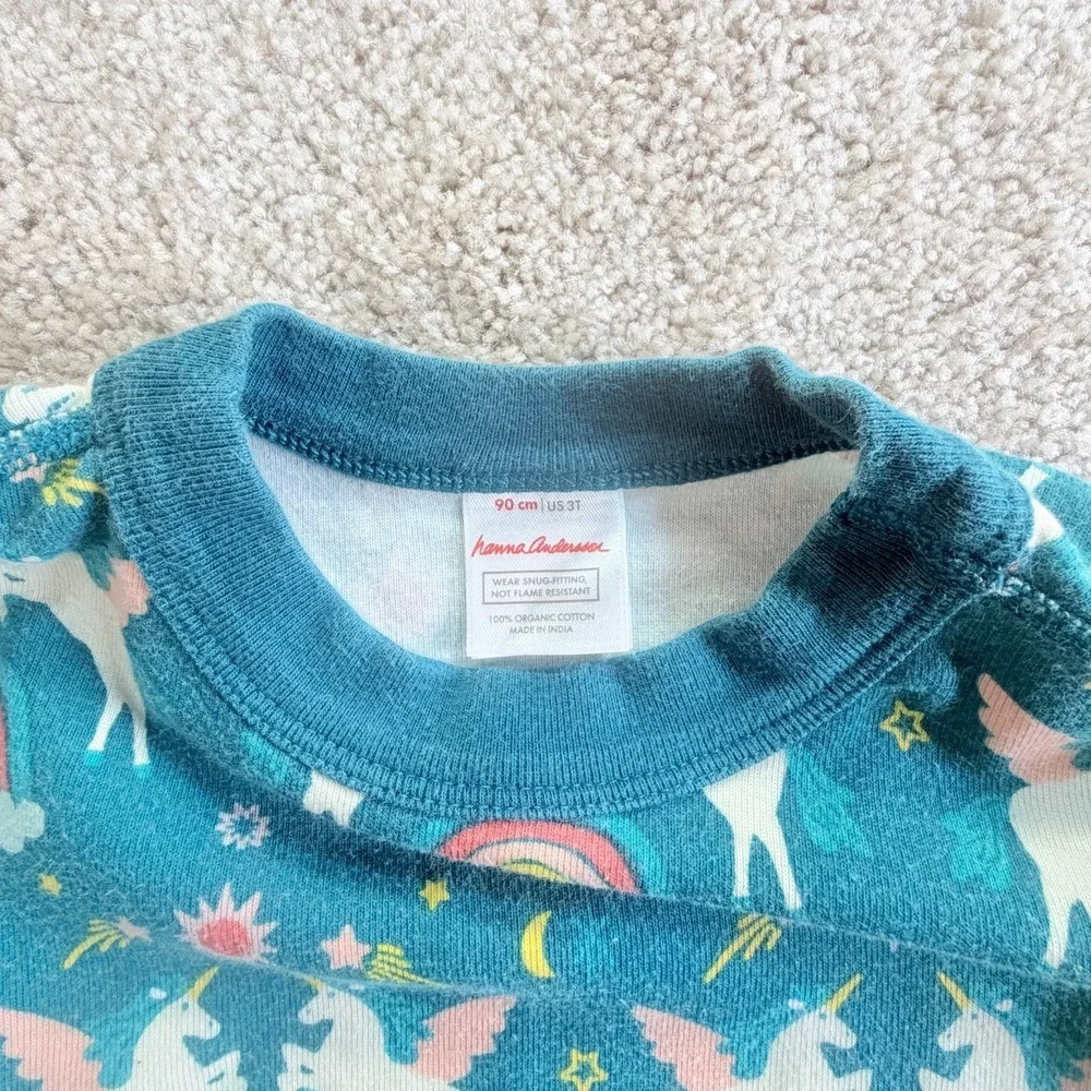 Hanna Andersson Rainbow Unicorn‎ Kids Long John Pajama Set - size 3T (90cm)